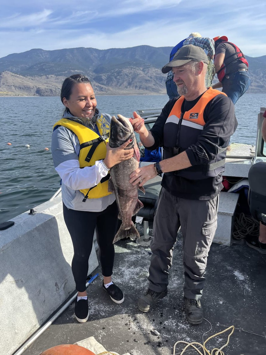 Nikki Fraser and Rosanne Casimir with Tk̓emlúps NRD fishing on Kamloops Lake